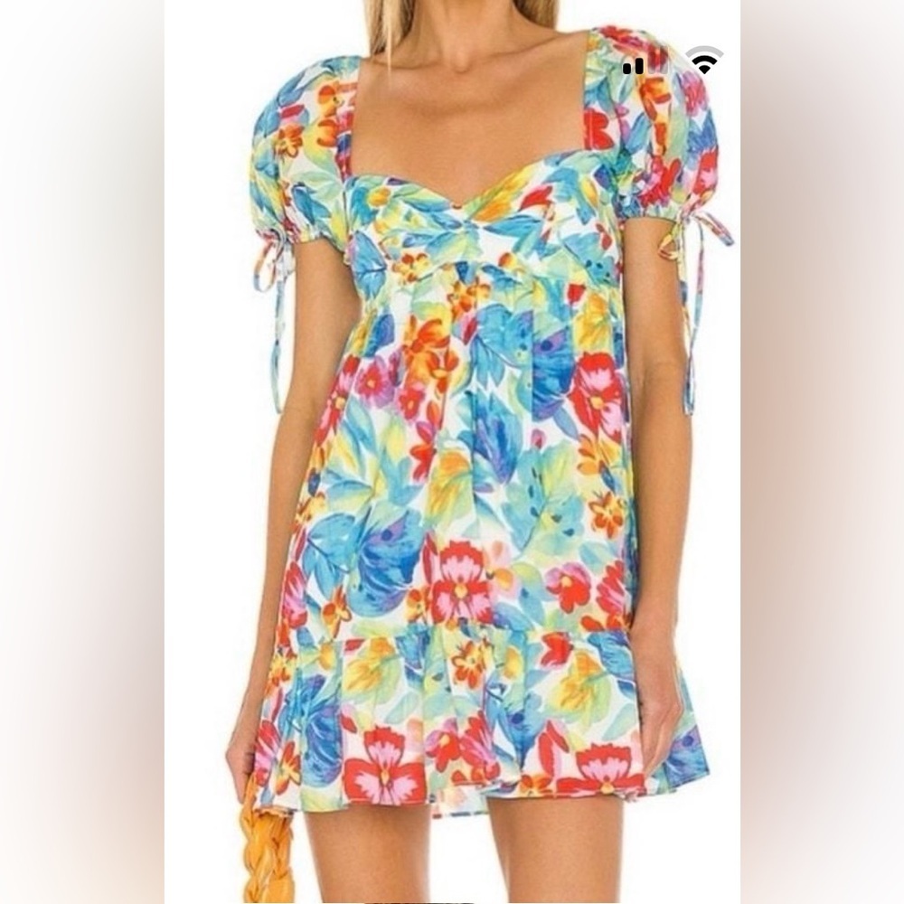 Amanda Uprichard Sicily Floral
Bustier Puff Bow Sleeve Mini Dress
